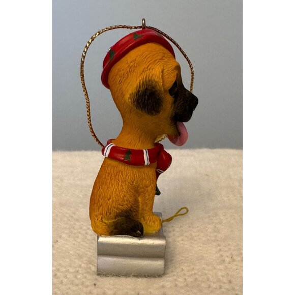 Cute Dog Christmas Ornament Dogs Tongue is Heart he's On Bone  saying Wuv U Wots - Picture 2 of 8